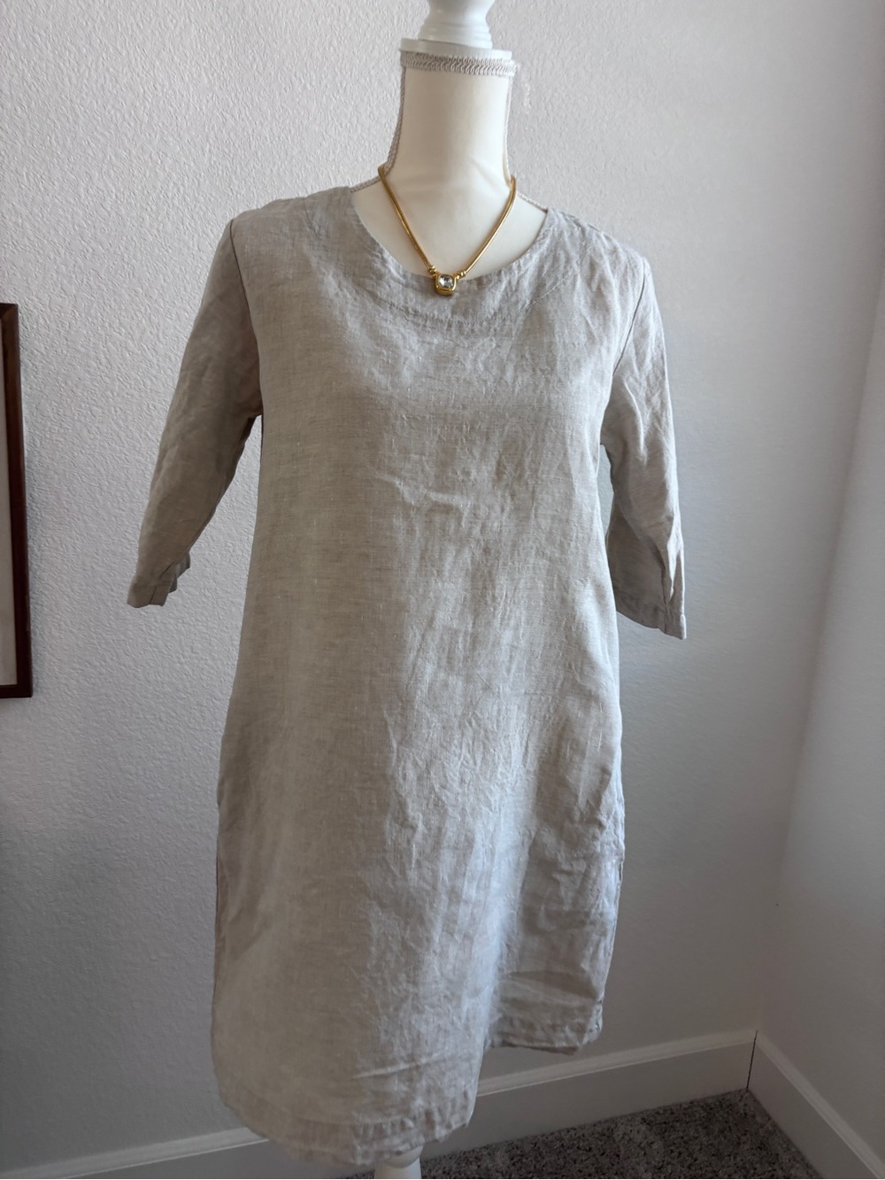 Lo Linen Shift Dress in Natural Taupe - Comfortable Women’s Dress 100% linen